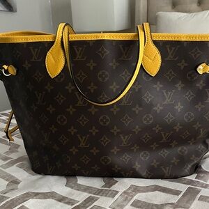 Monogram Style Tote with Yellow Trim
